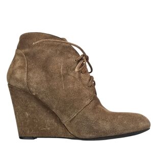 Via Spiga Taupe Suede Lace-Up Wedge Bootie, Women's size 9 1/2M